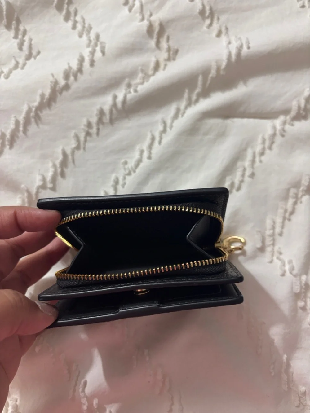 Coach Black Pebbled Leather Small Wallet with Gold Logo - Picture 4 of 6